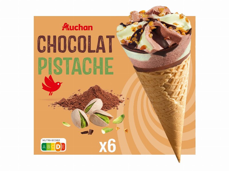 Gelado Cone Auchan Chocolate Pistachio 6X120 ml