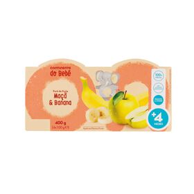 Puré De Fruta Maçã E Banana +4M Continente Do Bebé 4 X 100 gr