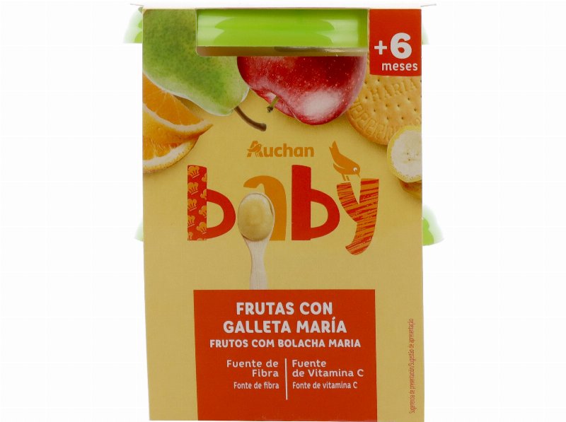 Tacinha Fruta Auchan Baby Com Bolacha Maria 2X200 g