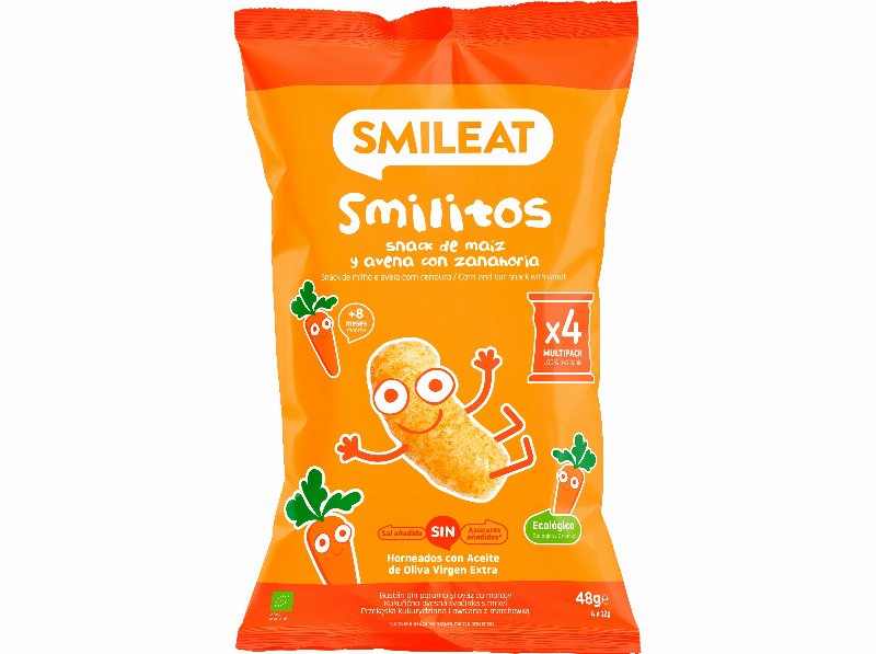 Snacks Smileat Bio Milho Aveia Cenoura 4X12 g