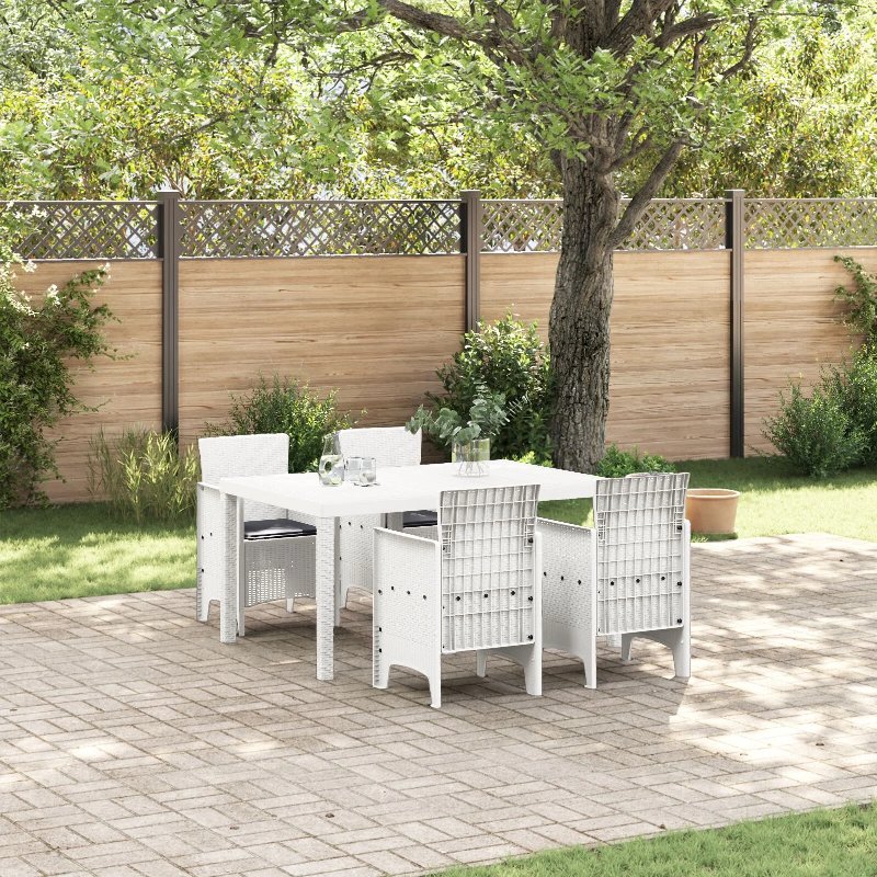Hkh Conjunto De 5 Peças Para Jardim Com Almofadas Rattan - Branco
