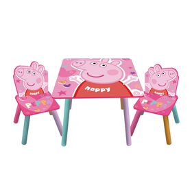 Conjunto De Mesa E 2 Cadeiras De Madeira Rosa Peppa Pig