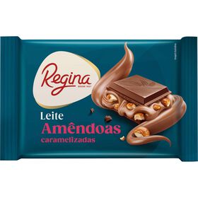 Tablete De Chocolate De Leite Com Amêndoas Caramelizadas Regina 150 gr