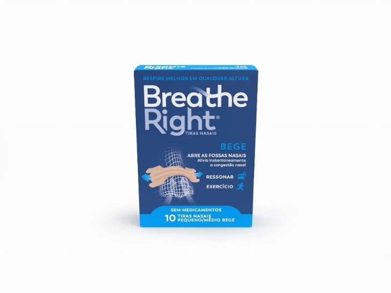 Tiras Nasais Breathe Right Clássicas Tamanho Pequeno E Médio 10Un