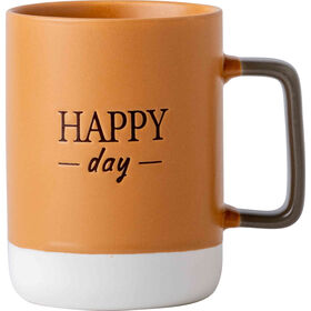 Caneca 400 ml Fundo Creme Happy Kasa