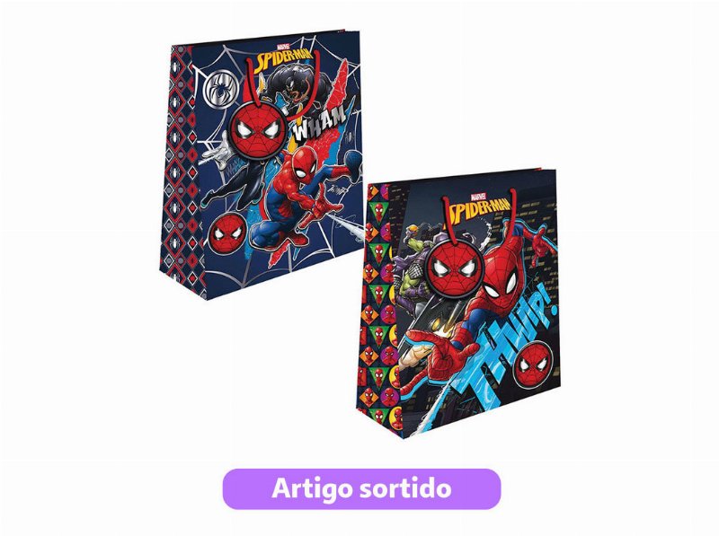Saco Embrulho Spider-Man Grande 33X45X10Cm Modelos Sortidos