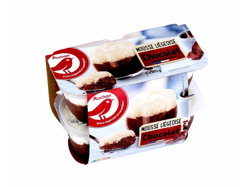 Mousse Auchan Liégeois Chocolate 4X80 g