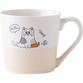 Caneca 390 ml Gato Branca Kasa