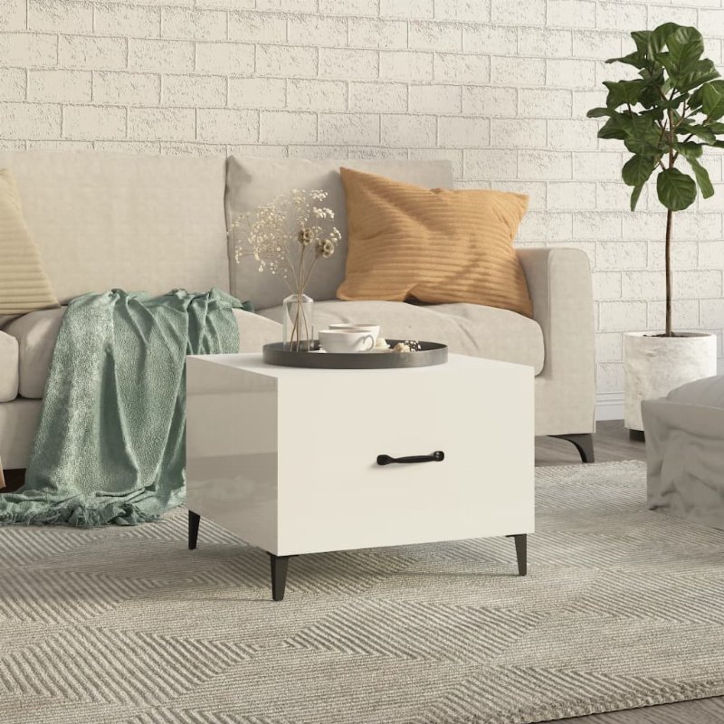 Hkh Mesa De Centro Com Pernas De Branco Brilhante Em Metal