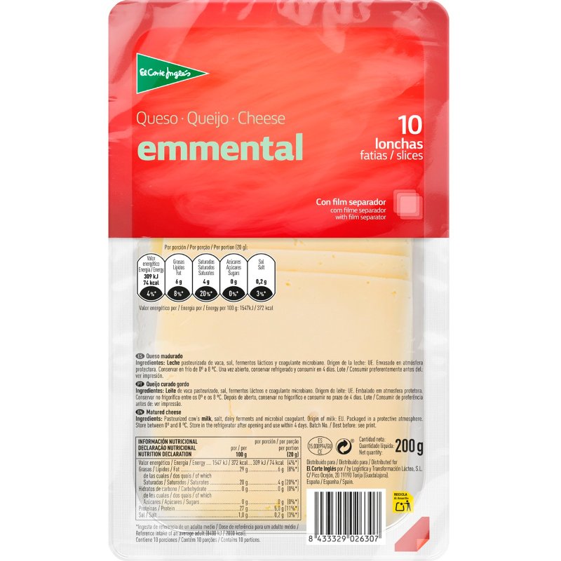Queijo Emmental Fatiado 200 g
