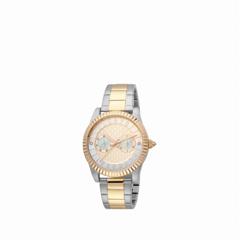 Just Cavalli Relógio Xl Prateado/Dourado