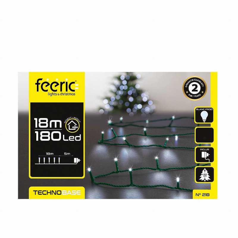Hkh Luzes De Natal Branco Frio Para Exterior 8 Funções 180 Led 18 M