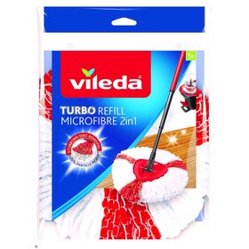 Recarga Esfregona Tiras Microfibra Brancas E Vermelhas Turbo 2 Em 1 Vileda