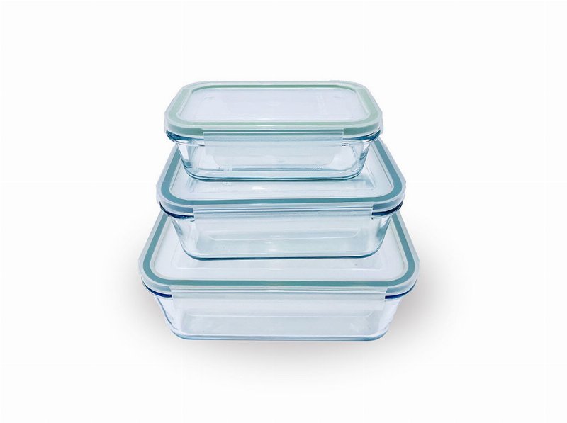 Conjunto De 3 Caixas Vidro Actuel Rectangulares Verde 0.3 l/0.8 l/1.7 l