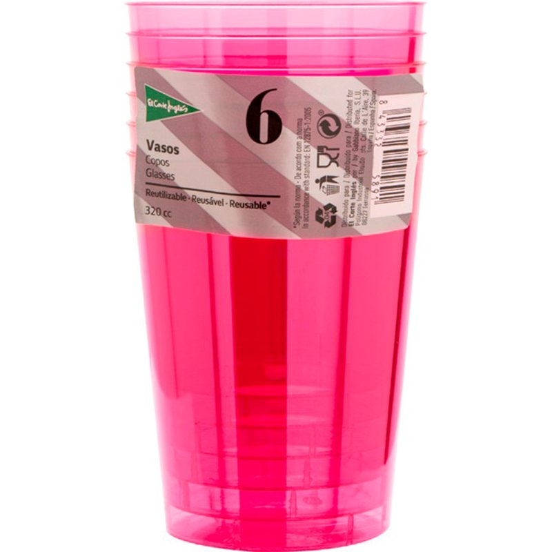 Copos Reutilizaveis Rosa 350 Cc 6 unidades