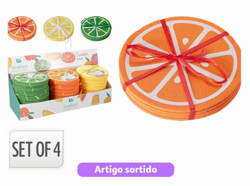 Base Para Copos Feltro 10Cm Cores Sortidas