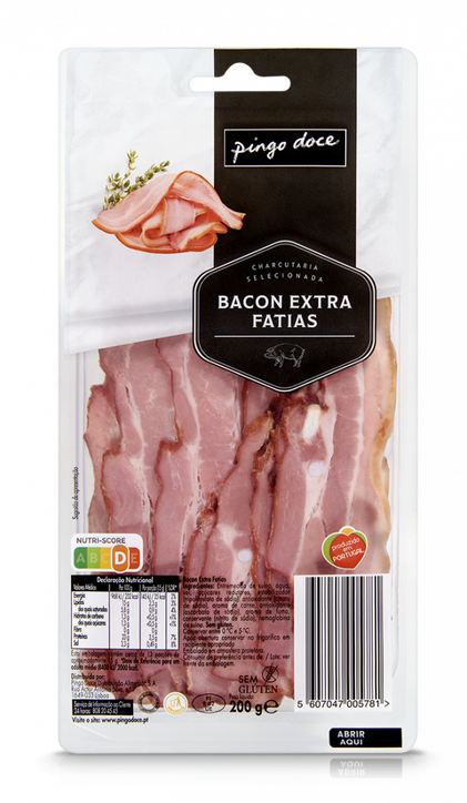 Bacon Extra Fatiado Fumado Pingo Doce 0.2Kg