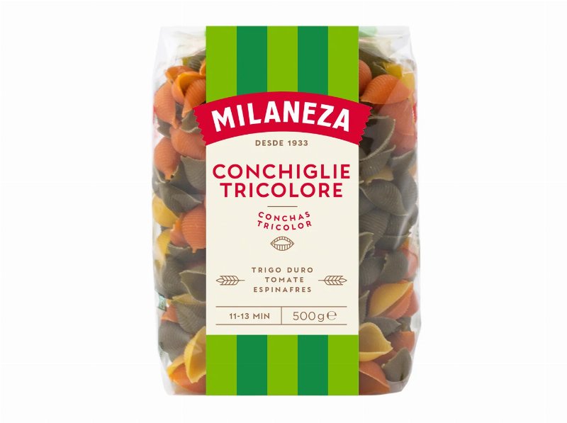 Massa Milaneza Conchas Tricolores 500 g