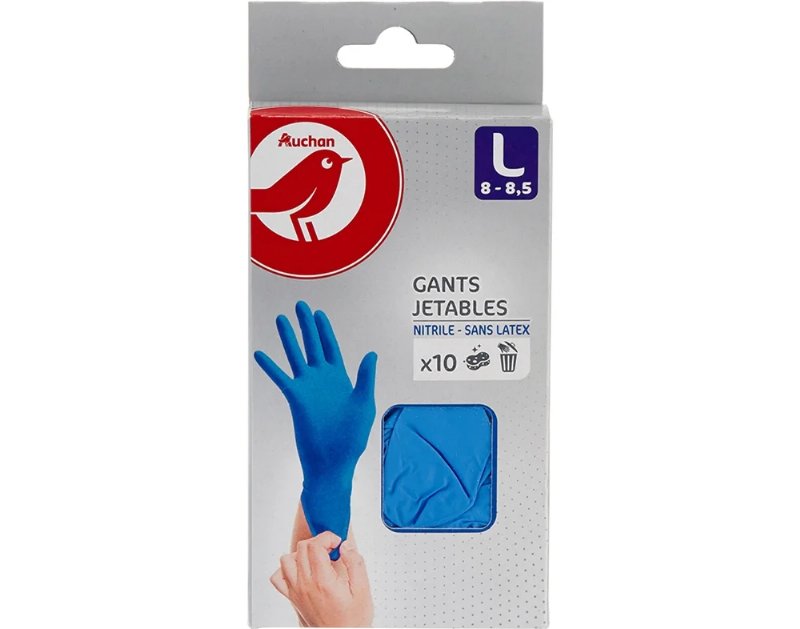 Luvas Auchan Nitrilo Tamanho Grande 10Un