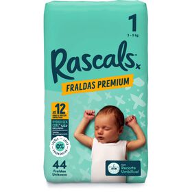 Fraldas Premium 3-5 kg T1 Rascals 44 Un