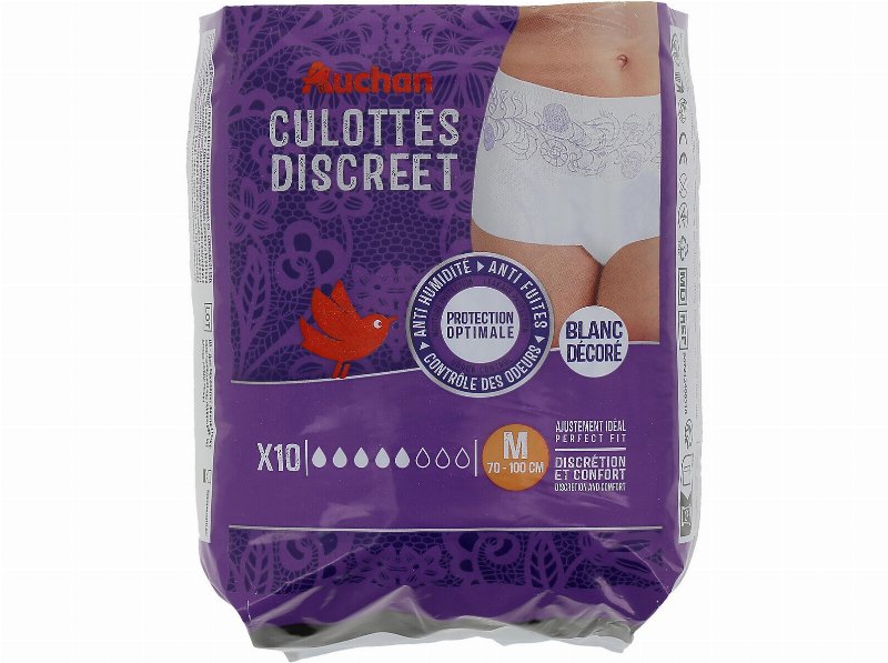 Cuecas De Incontinência Auchan Discreet Tamanho M Branco 10Un