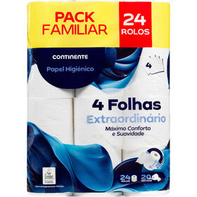 Papel Higiénico 4 Folhas Extraordinário Continente 24 Rolos