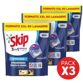 Detergente Máquina Roupa Cápsulas Ultimate Active Clean Skip 3 X 60 Doses