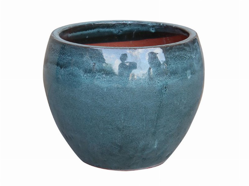 Vaso Cerâmico Gardenstar Vidrado Azul 20X18Cm