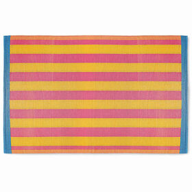 Tapete Polipro Riscas Rosa E Amarelo 230X160Cm Kasa