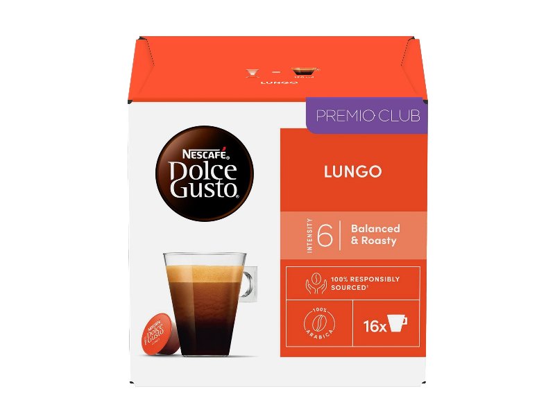 Cápsulas Dolce Gusto Nescafé Café Lungo Intensidade 6 16Un