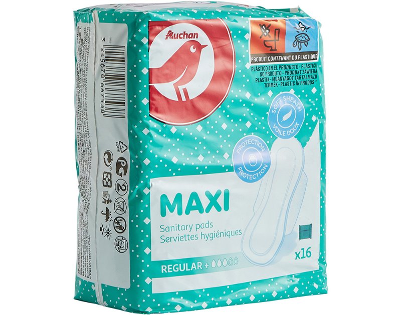Pensos Higiénicos Auchan Maxi Normal Com Abas Bolsa 16Un