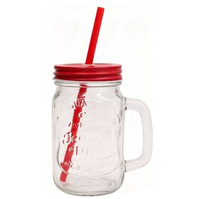 Caneca Com Palhinha E Tampa 450 ml Vermelha Kasa