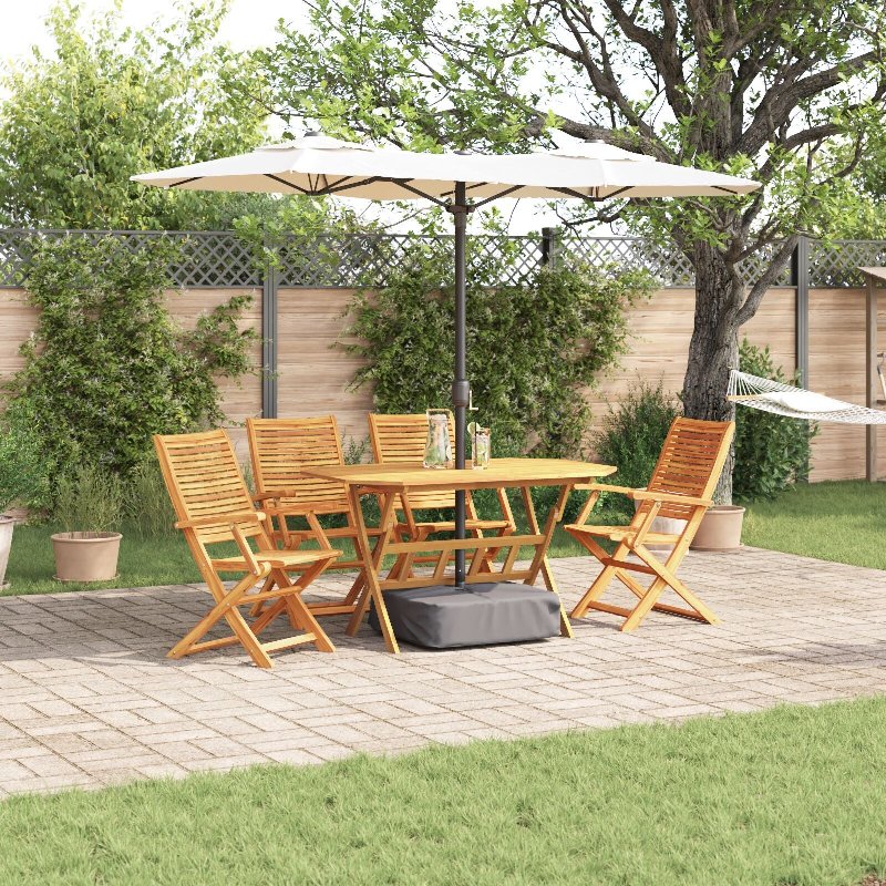 Conjunto De Jantar Para O Jardim Com 5 Peças Em Madeira Maciça De Acácia - Castanho