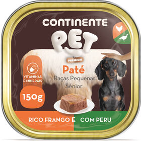 Comida Húmida Para Cão Sénior Raças Pequenas Frango E Peru Continente Pet Premium 150 g