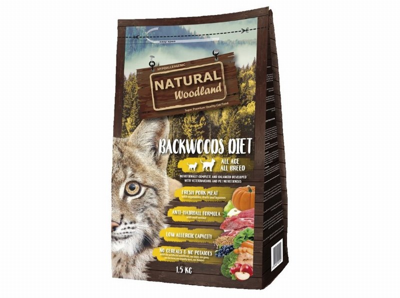 Ração Gato Natural Woodland Porco Fresco 1.5 kg