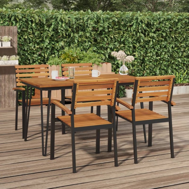 Hkh Mesa Jardim C/ Pernas Estilo Grampo Acácia Maciça - Marrom
