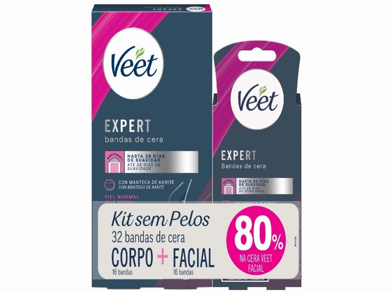 Bandas Cera Veet Pack Corpo E Rosto 2X16Un