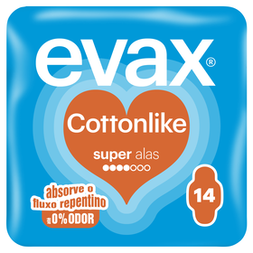 Pensos Higiénicos Cottonlike Super Com Abas Evax 14 Un