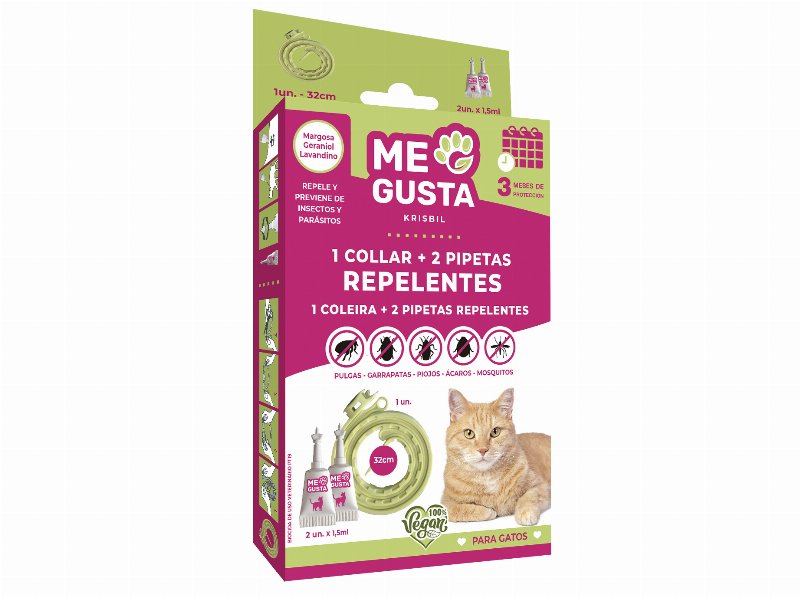 Pack Repelente Me Gusta Gato Coleira + 2 Pipetas