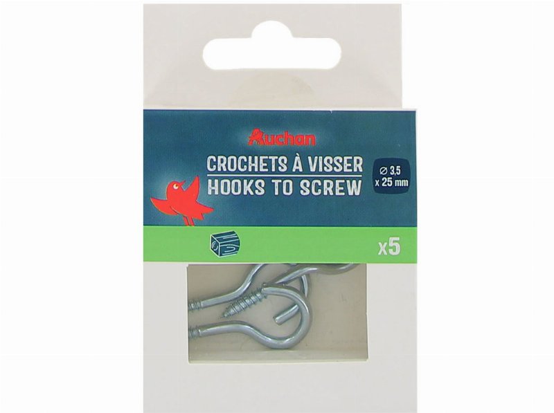 Ganchos Para Aparafusar Auchan 5 Peças 3.5X25Mm