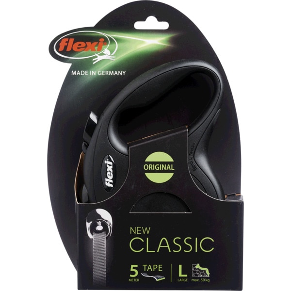 Trela Para Cão New Classic Com Fita 5 Metros Tamanho L Preta 1 unidade