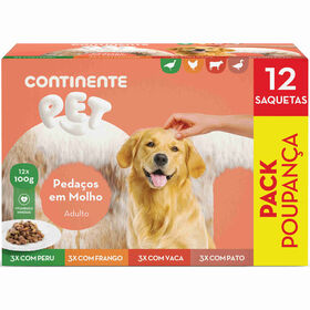 Comida Húmida Para Cão Adulto Carne E Vegetais Continente Pet 12 X 100 g