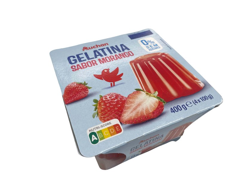 Gelatina Auchan Morango 0% De Açúcar 4X100 g