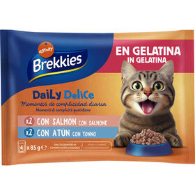 Comida Húmida Para Gato Adulto Salmão E Atum Em Gelatina Affinity Brekkies 4 X 85 g
