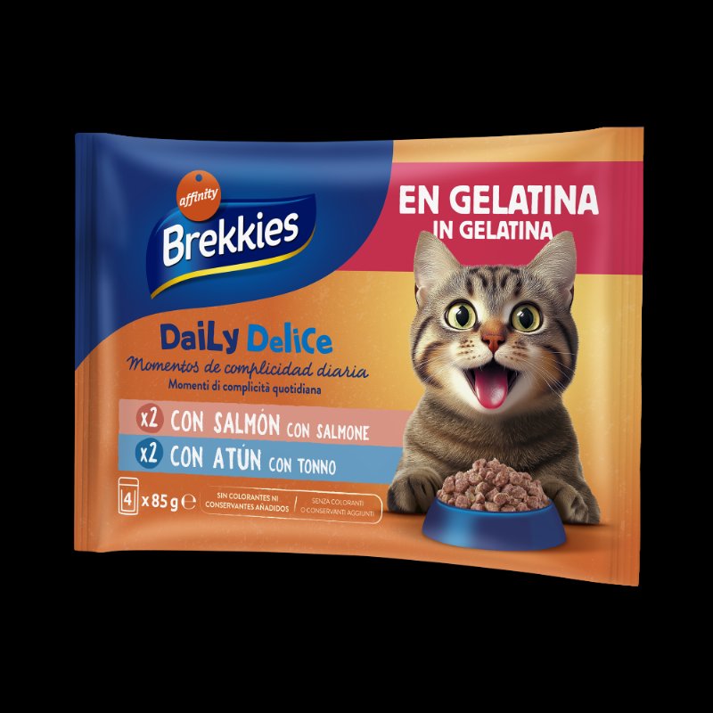 Comida Húmida Para Gato Salmão Em Gelatina Brekkies 0.34Kg