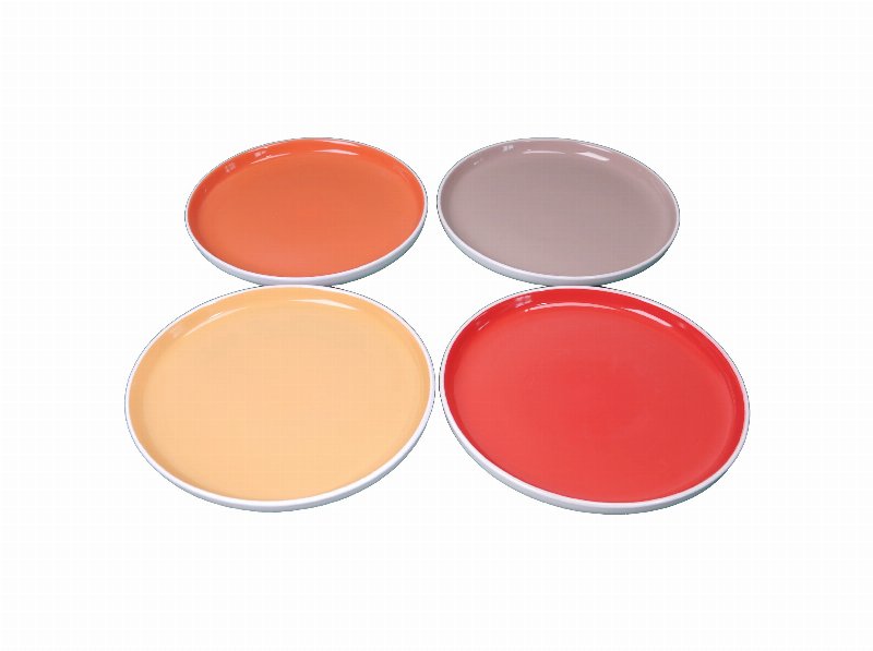 Conjunto De 4 Pratos Rasos Actuel Grês 4 Cores 27.3 Cm
