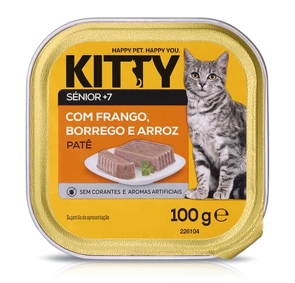 Comida Húmida Para Gato Sénior Patê Com Frango E Borrego Kitty 0.1Kg