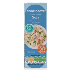 Creme Vegetal De Soja Para Culinária -50% Gordura Continente 200 ml