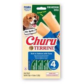 Snack Para Cão Adulto Médio Salmão E Atum Churu Terrine 4 X 30 gr