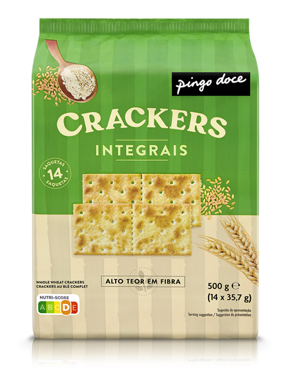 Bolachas Crackers Integrais Pingo Doce 0.5Kg